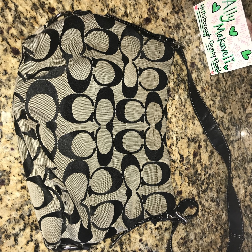 Coach Black & Gray Jacquard Bag w/adjustable strap